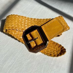 Vince Camuto Leather Braided Yellow Gold Buckle belt (M)